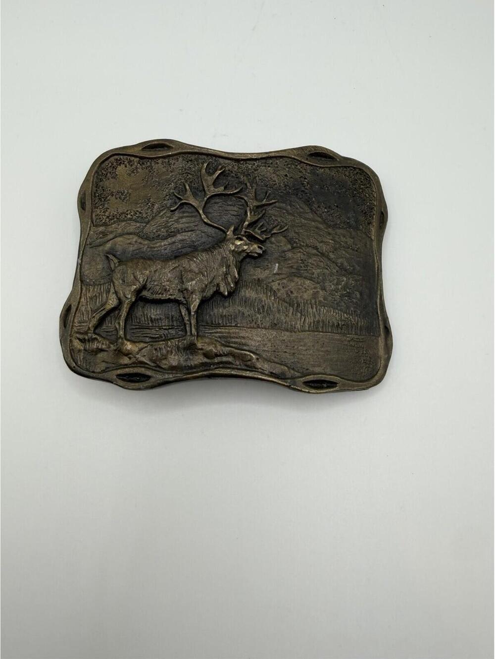 Rare Vintage PPI Denver Colorado 1978 Bronze Belt Buckle Elk Nature Scene Usa